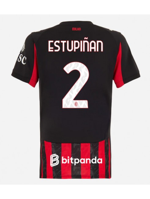 AC Milan Pervis Estupinan #2 Zenski Domaci Dres 2025-26 Kratak Rukavima AC Milan Pervis Estupinan #2 Zenski Domaci Dres 2025-26 Kratak Rukavima